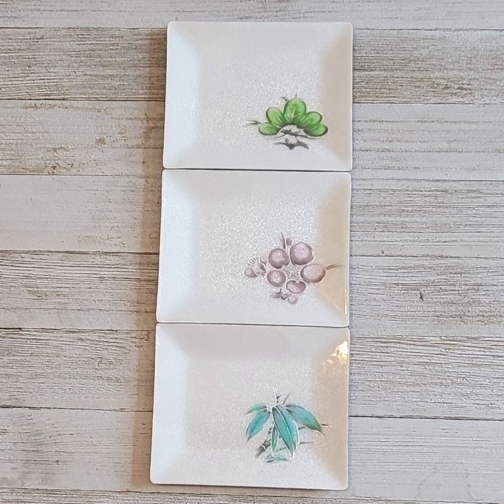 Vintage Japanese Tutanka Wireless Cloisonné Small Trinket Plates Set Of 3
